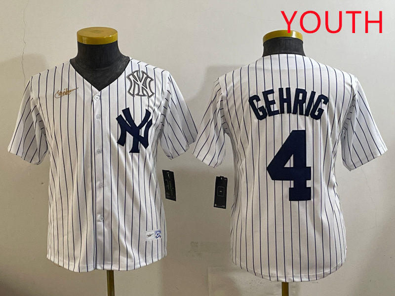 Youth New York Yankees 4 Gehrig White 2025 Nike MLB jersey style 7